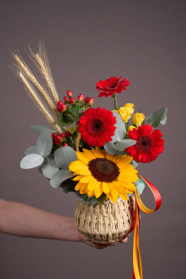 Композиция Осенняя рапсодия с подсолнухом Арт 15233Дв